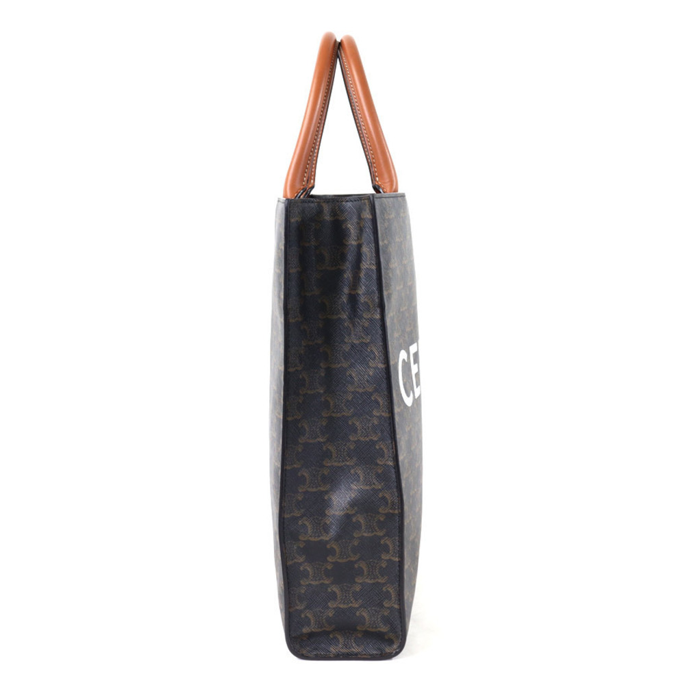 Celine Cabas Coated Shoulder Bag Brown Vertical Triomphe Canvas